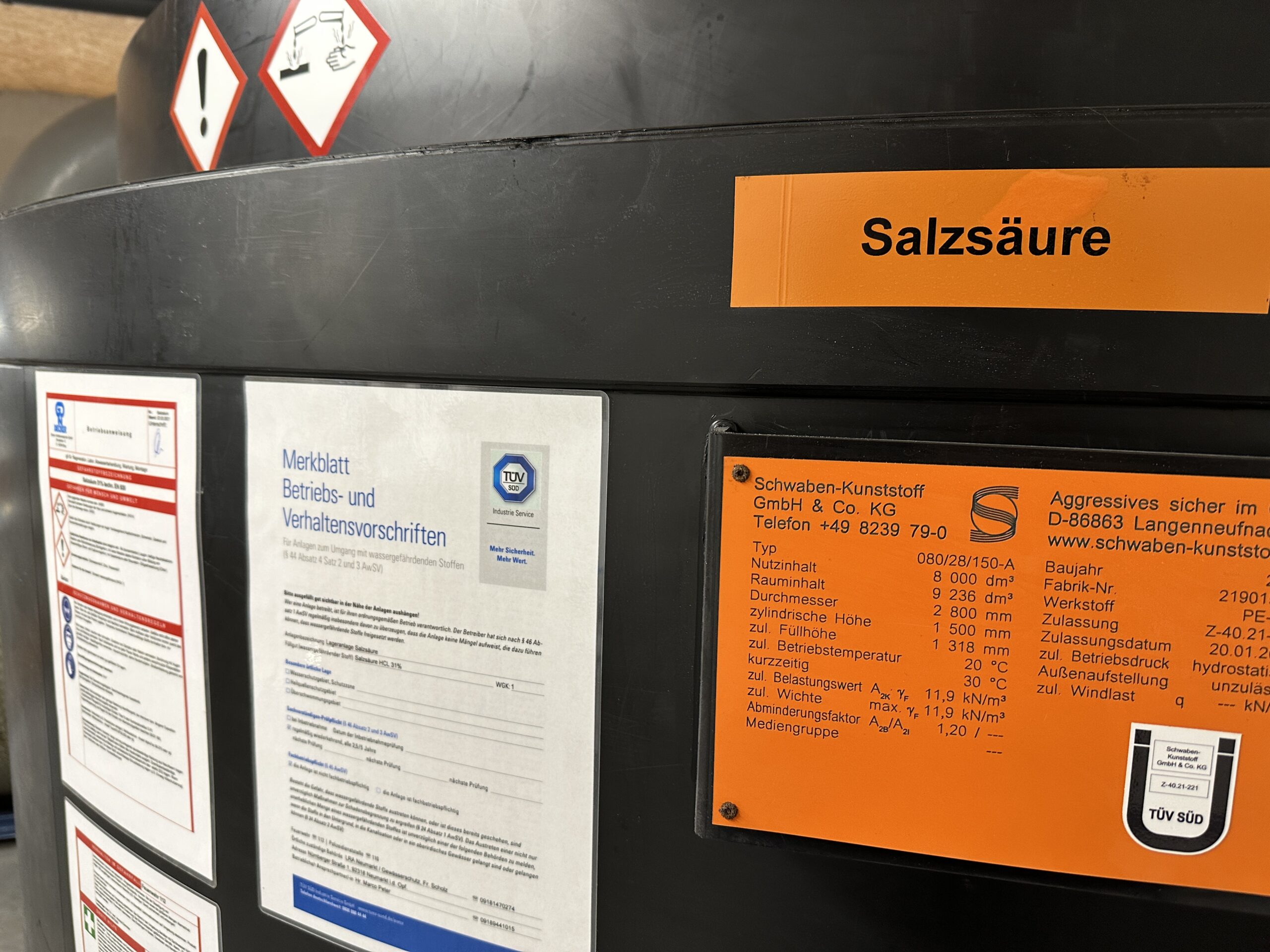 Wartung Chemielagertank