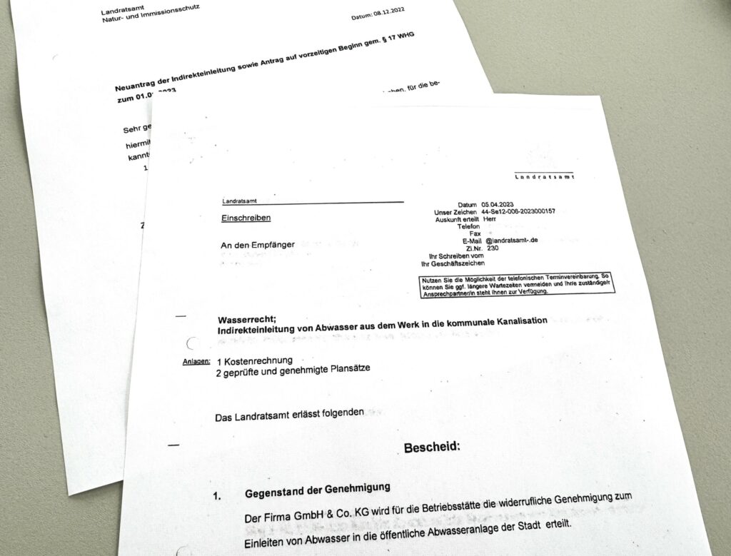 Genehmigung Indirekteinleitung Abwasser